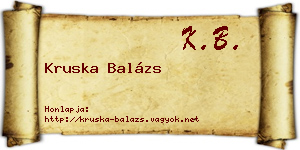 Kruska Balázs névjegykártya